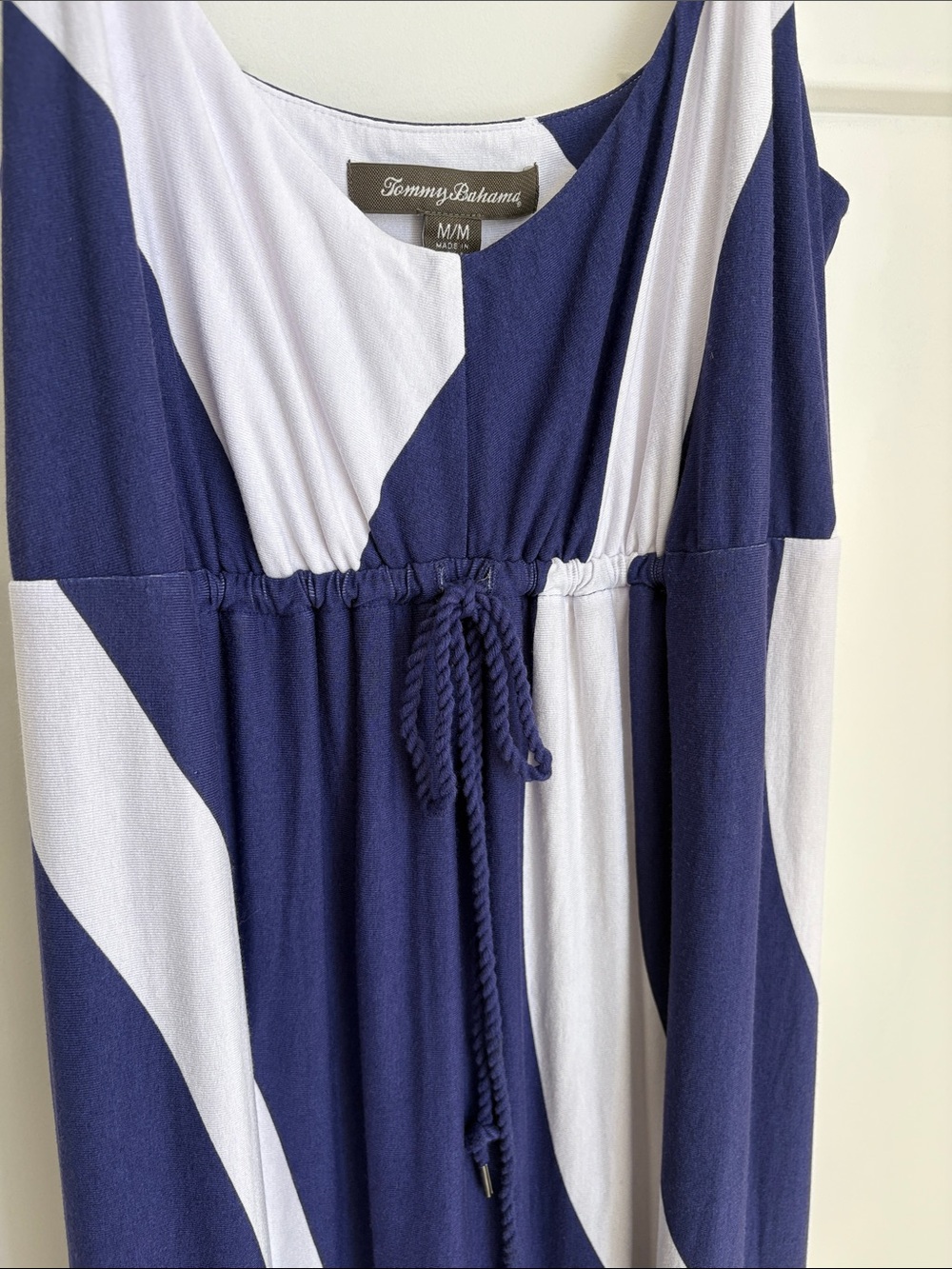Tommy Bahama Navy and White Striped Maxi Dress with Drawstring Waist - Picture 3 of 5